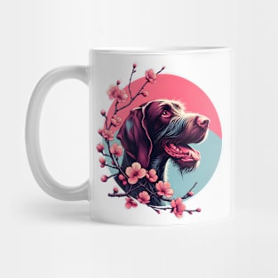 Joyful German Wirehaired Pointer Amidst Spring Cherry Blossoms Mug